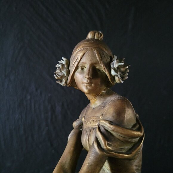 Antique Art Nouveau Woman Centerpiece Raoul Francois Larche, France (1860-1912) - Picture 2 of 12